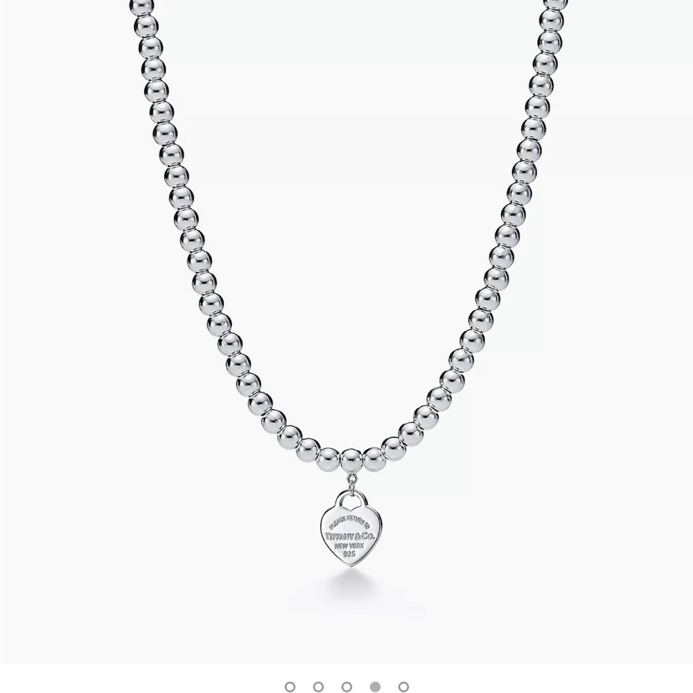 Tiffany & Co. Silver Bead Necklace (Small Heart)